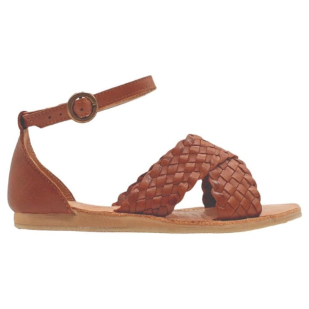 Women's Sayulita Flat Leather Sandal Huarache Size 6, COGNAC, Made in Mexico - Picture 2 of 9